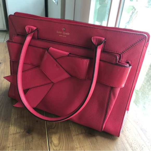 Kate Spade Bow Valley Rosa Leather Large Satchel Handbag - Picture 2 of 16